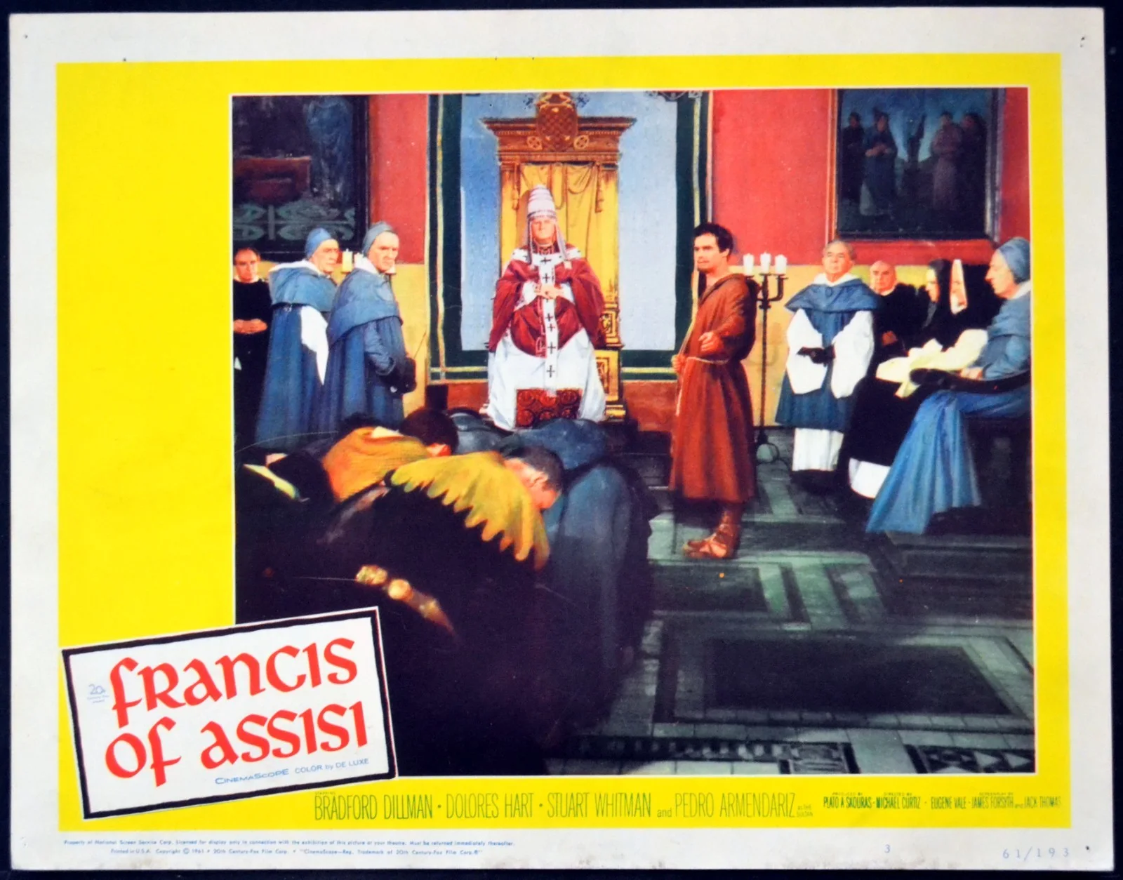 FRANCIS OF ASSISI 1961 Bradford Dillman, Dolores Hart LOBBY SET, image 3