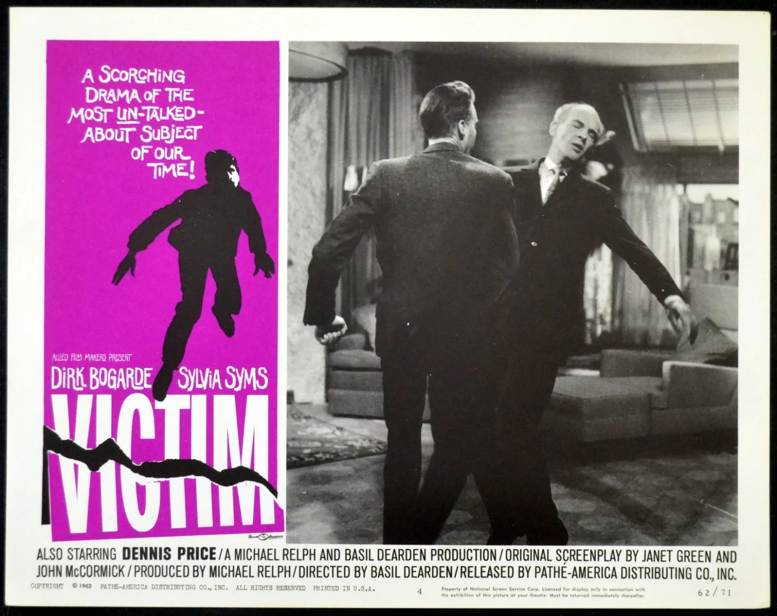 VICTIM 1961 Dirk Bogarde, Sylvia Syms, Dennis Price, John Cairney 5 LOBBY CARDS, image 3
