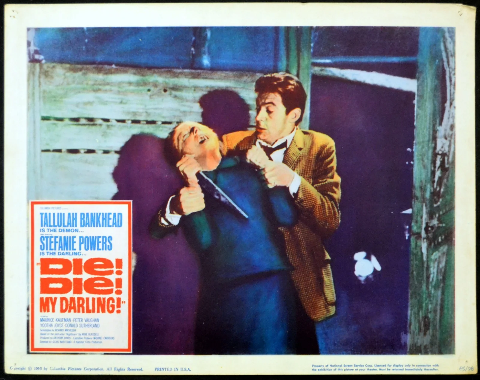FANATIC 1964 Tallulah Bankhead Stefanie Powers HAMMER HORROR 2 LOBBY CARDS, изображение 2