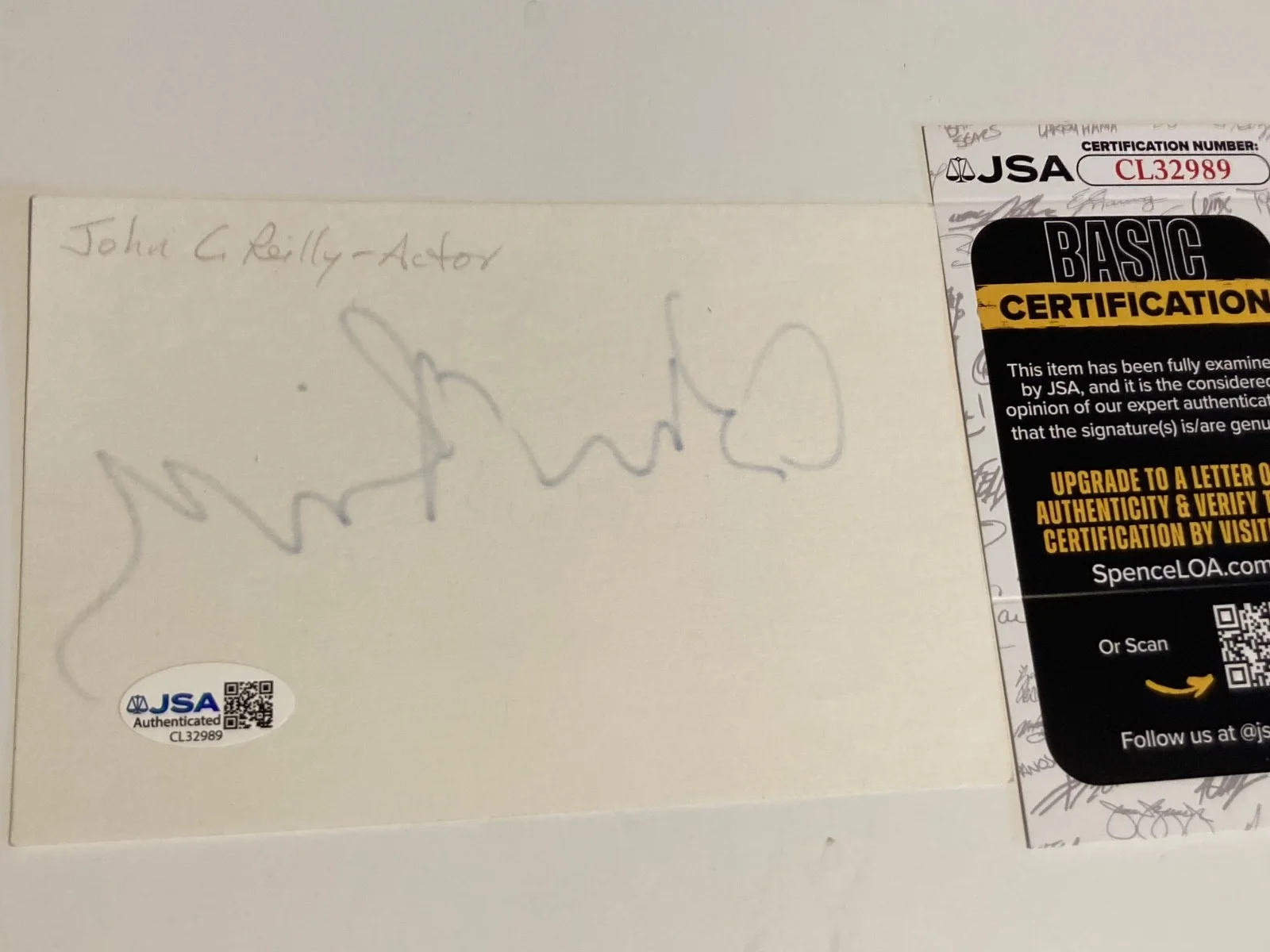 JOHN C. REILLY — JOHN C. REILLY signed 4x6 card "THE PERFECT STORM" "BOOGIE NIGHTS JSA#CL32989, изображение 2