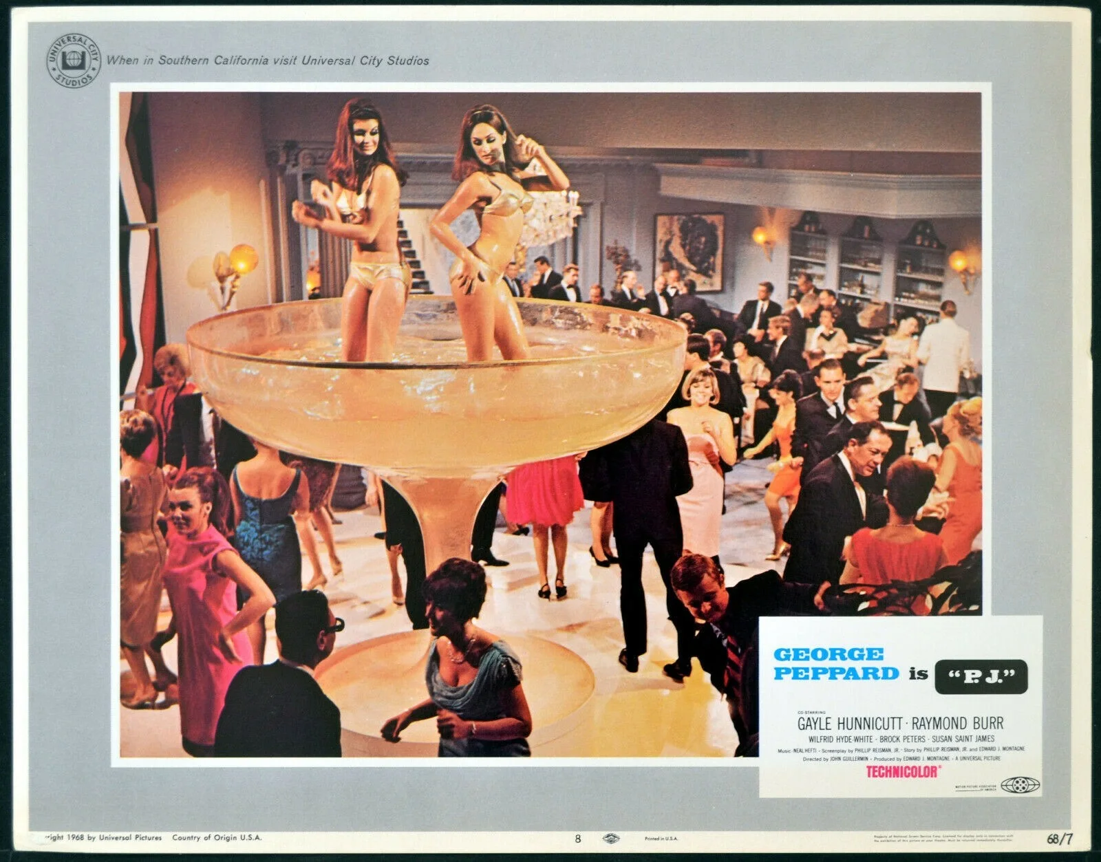 P.J. 1968 George Peppard, Gayle Hunnicutt 2 LOBBY CARDS, изображение 2