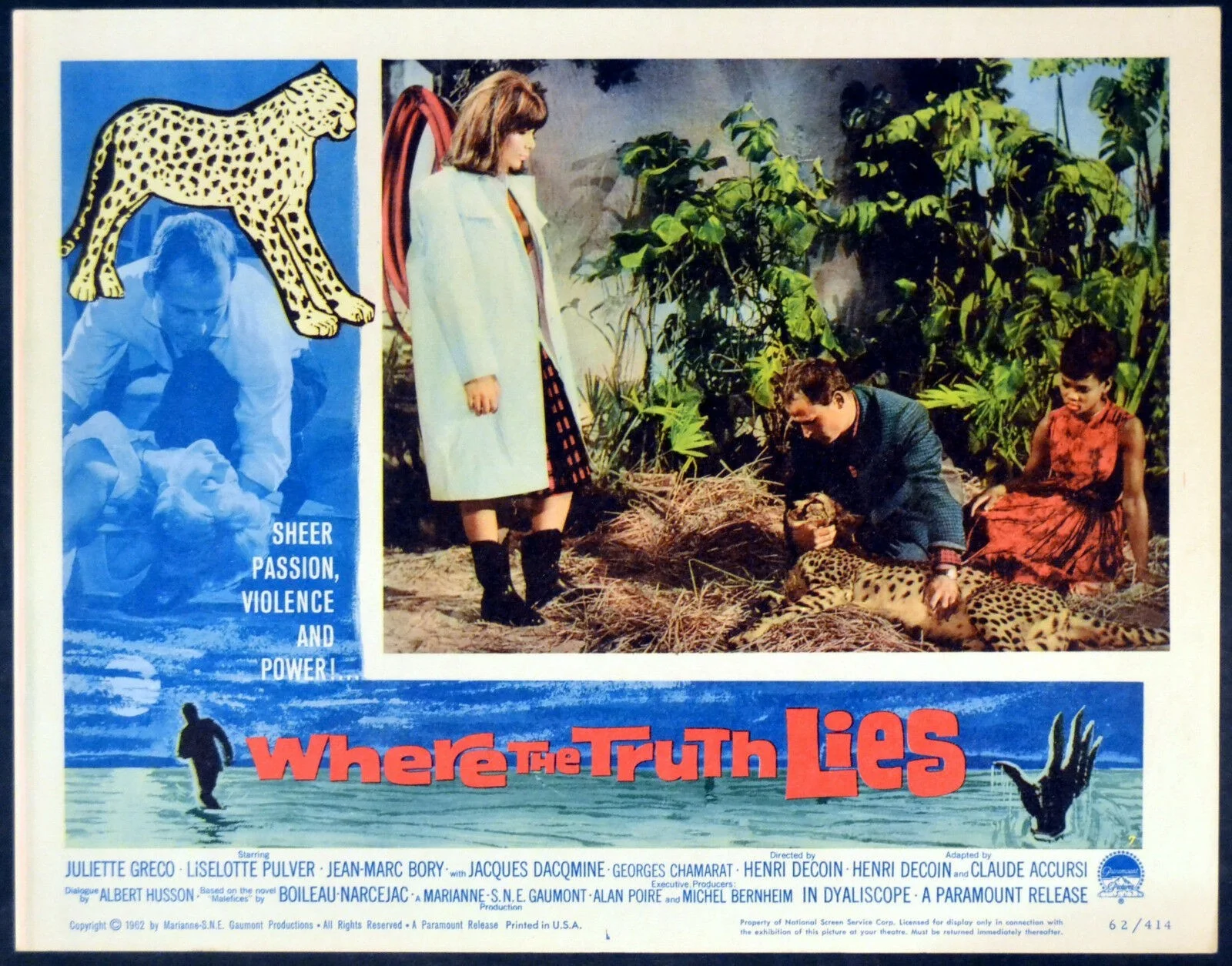 WHERE THE TRUTH LIES 1962 Juliette Gréco, Jean-Marc Bory 4 LOBBY CARDS, изображение 4