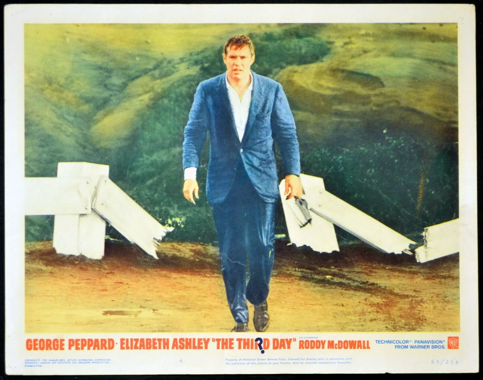 THIRD DAY 1965 George Peppard, Elizabeth Ashley 2 LOBBY CARDS, image 2