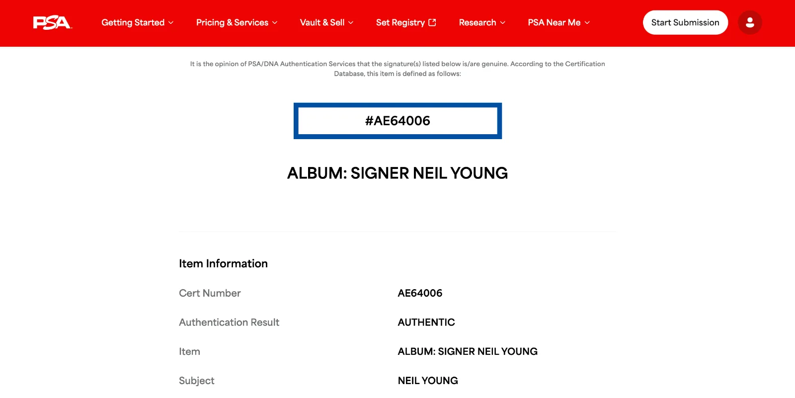 NEIL YOUNG SIGNED HARVEST VINYL RECORD *** FULL SIGNATURE *** PSA COA AE64006, изображение 4