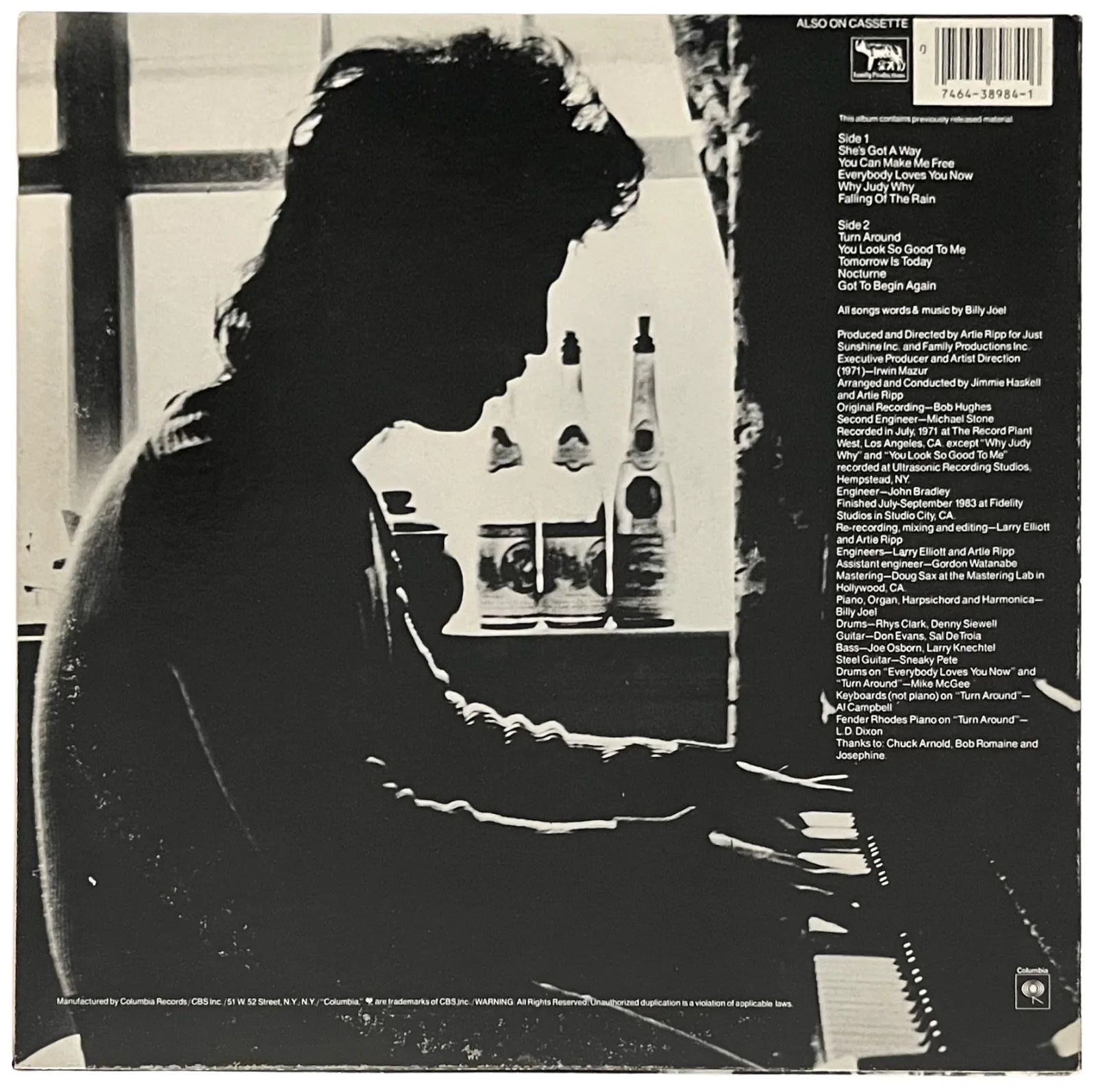 BILLY JOEL SIGNED COLD SPRING HARBOR VINYL RECORD PSA COA AD48279, image 2