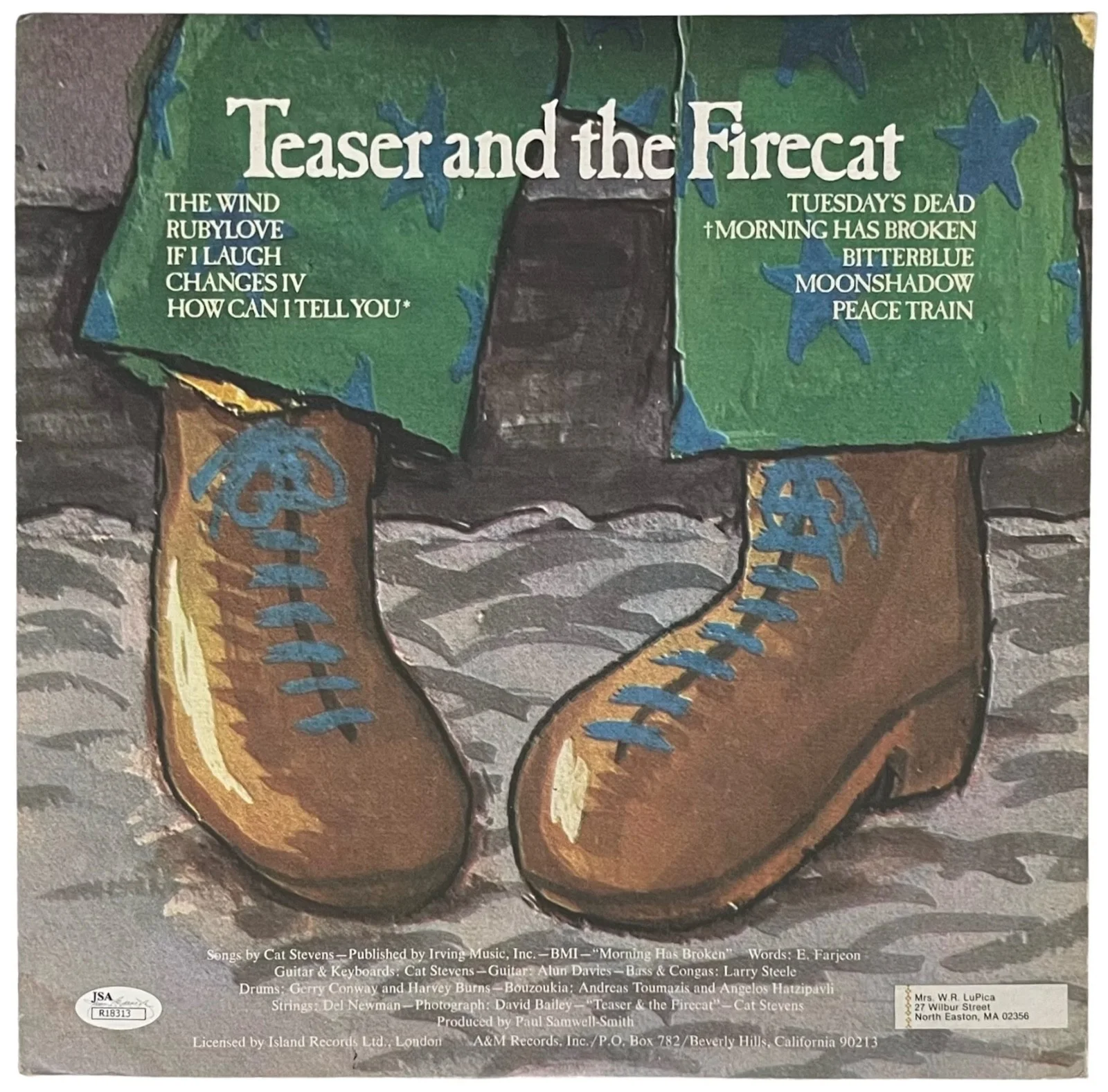CAT STEVENS / YUSUF ISLAM SIGNED TEASER AND THE FIRECAT VINYL RECORD JSA COA, image 2