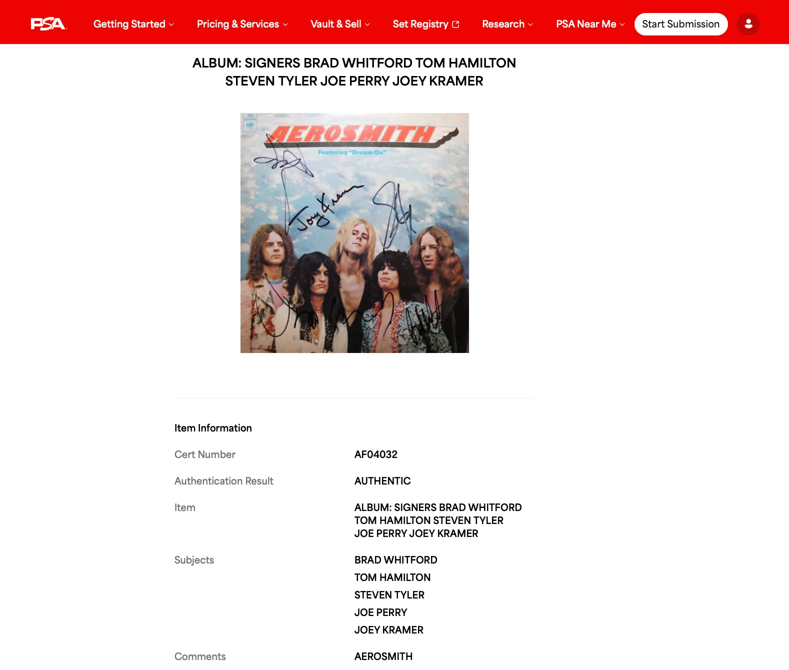 AEROSMITH X5 STEVEN TYLER JOE PERRY SIGNED SELF-TITLED DREAM ON VINYL RECORD PSA, изображение 5