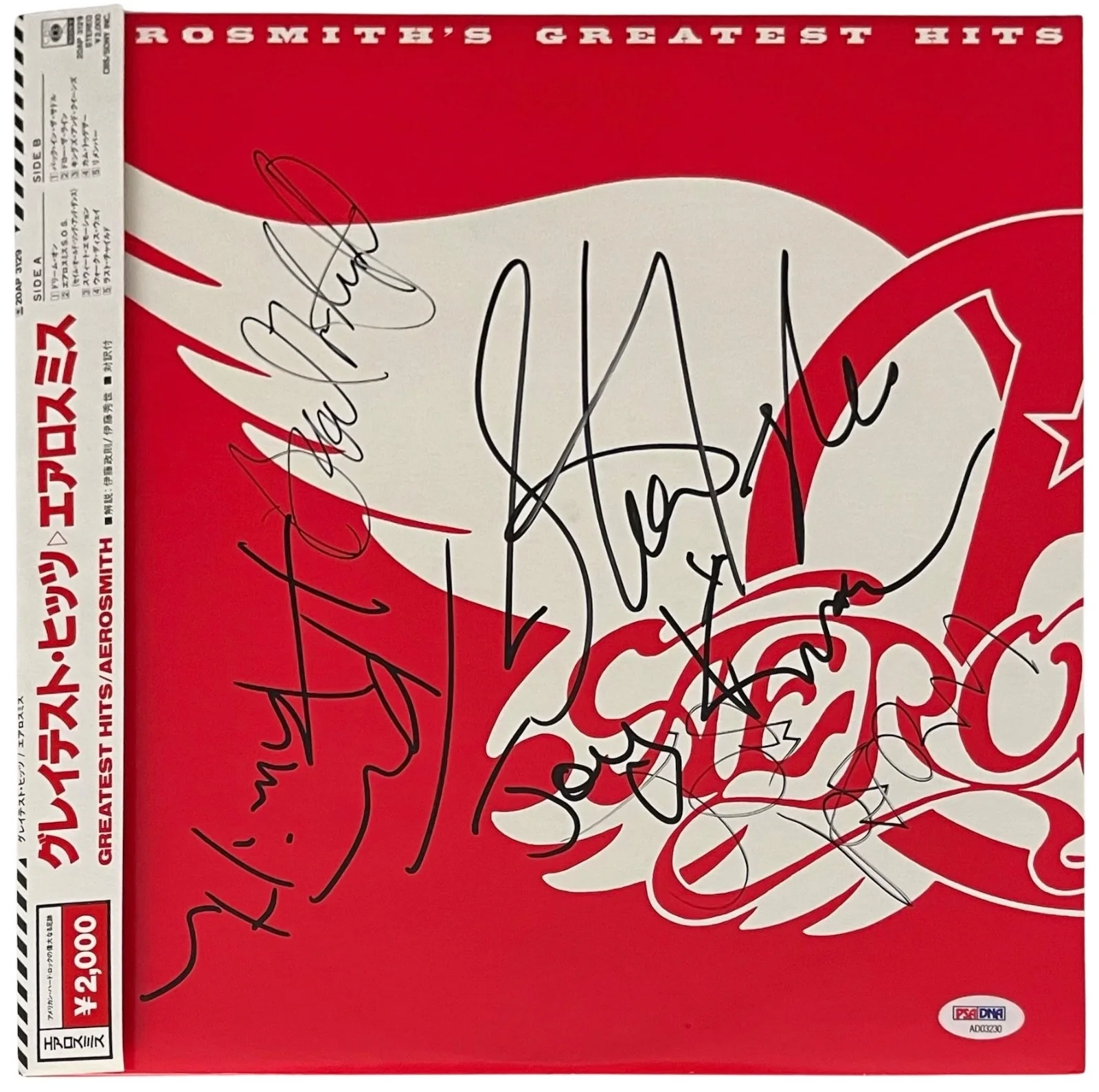 AEROSMITH X5 STEVEN TYLER JOE PERRY SIGNED GREATEST HITS VINYL RECORD PSA LOA, изображение 2