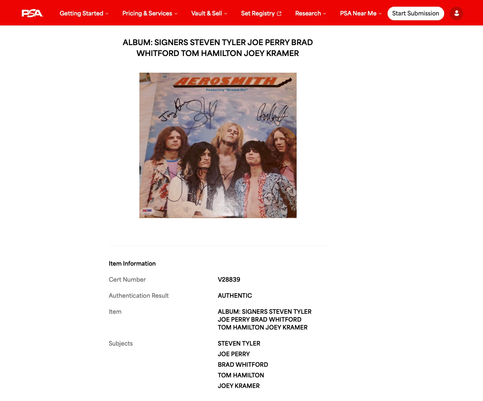 AEROSMITH X5 STEVEN TYLER JOE PERRY SIGNED SELF-TITLED DREAM ON VINYL RECORD PSA, изображение 5