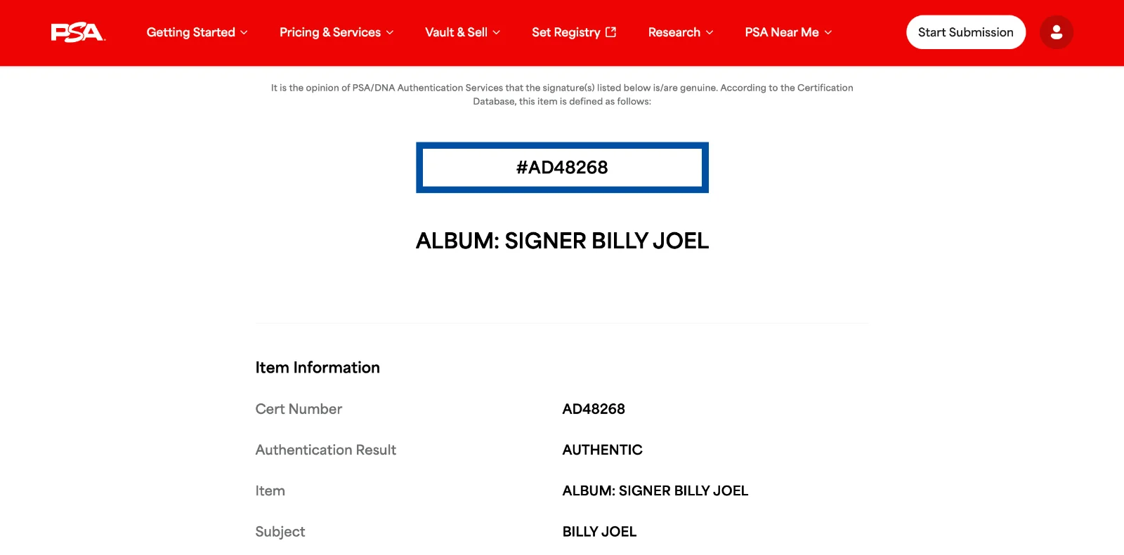 BILLY JOEL SIGNED PIANO MAN VINYL RECORD PSA COA AD48268, image 4