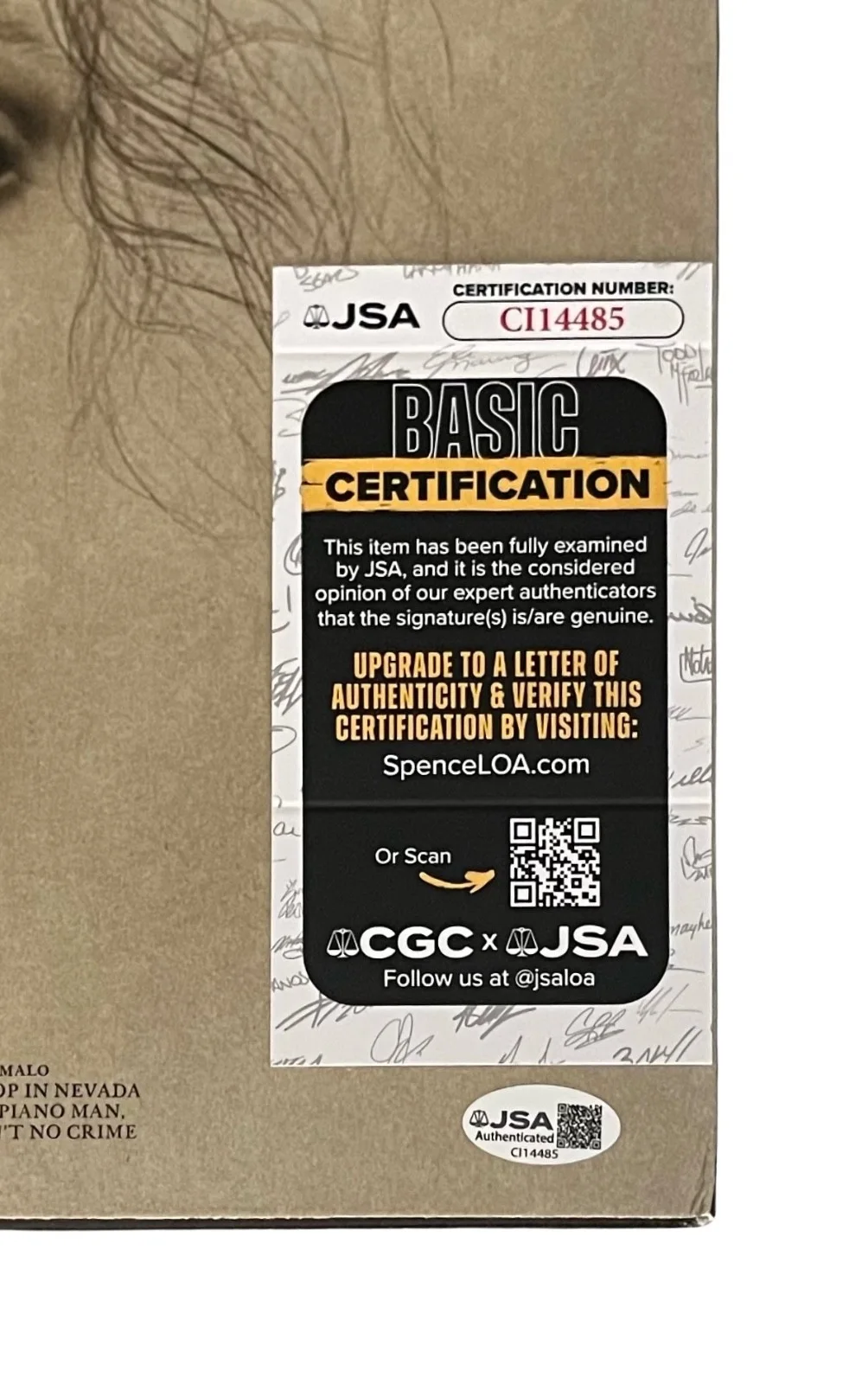 BILLY JOEL SIGNED PIANO MAN VINYL RECORD JSA COA CI14485, image 3
