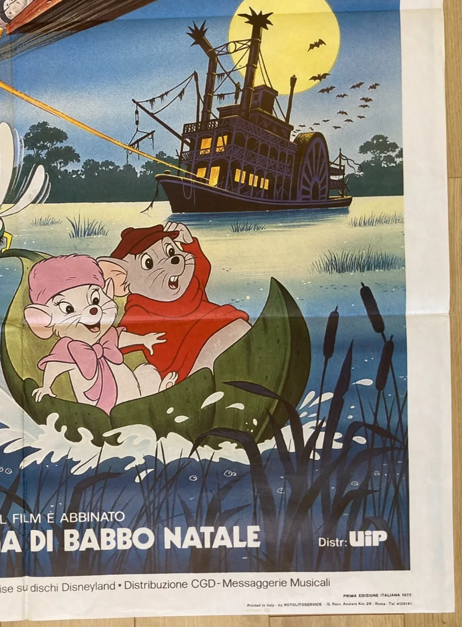 THE RESCUERS 1977 Original Cinema ITALIAN 2 Fogli Movie POSTER 39x55in Disney, изображение 5