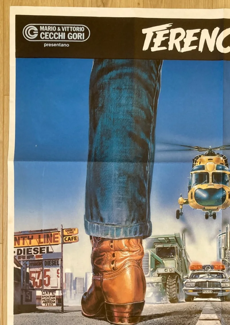 RENEGADE 1987 Original Cinema ITALIAN 2 Fogli Movie POSTER 39x55in Terence Hill, изображение 2