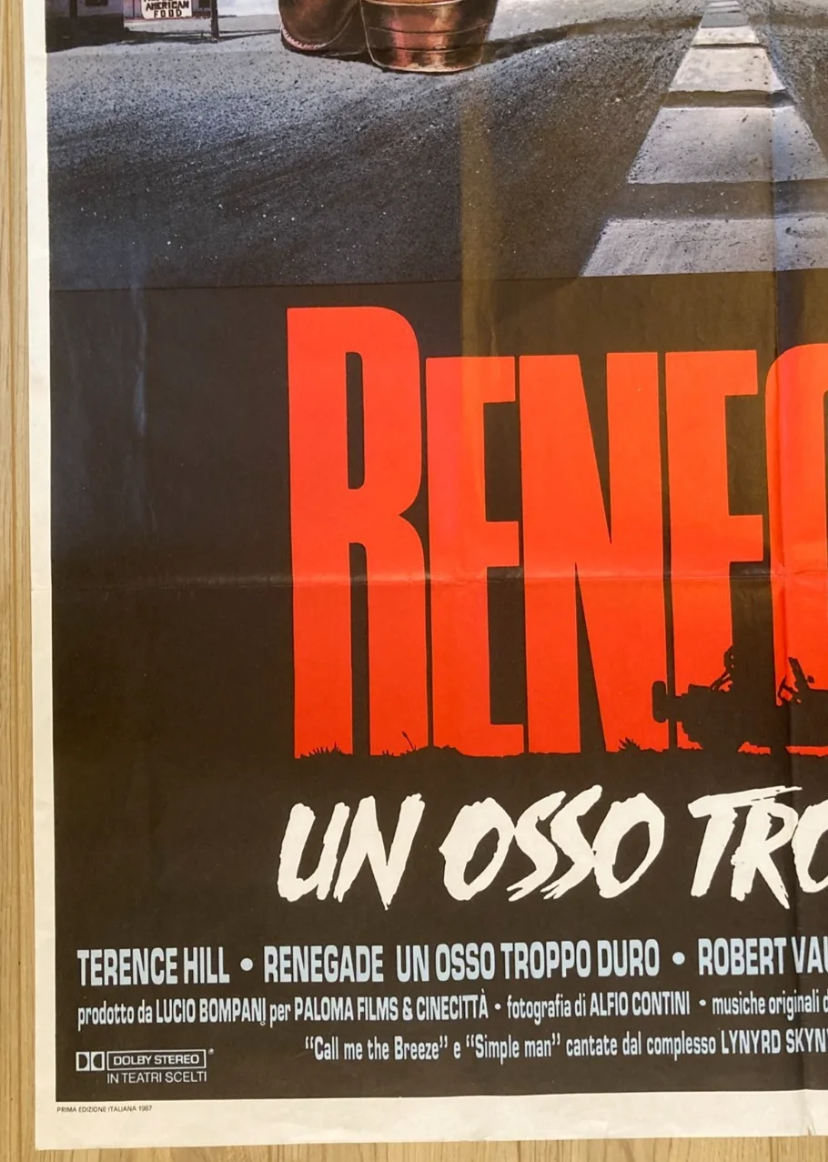 RENEGADE 1987 Original Cinema ITALIAN 2 Fogli Movie POSTER 39x55in Terence Hill, изображение 4