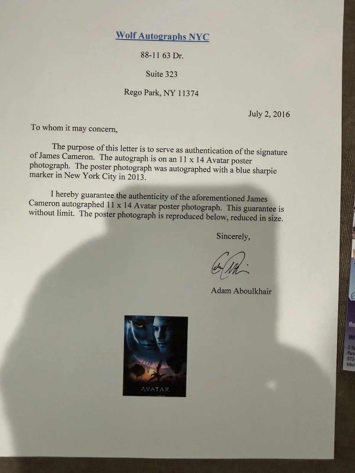 Rare Avatar 2009 11x14 James Cameron & cast Signed Poster JSA With LOA, image 5