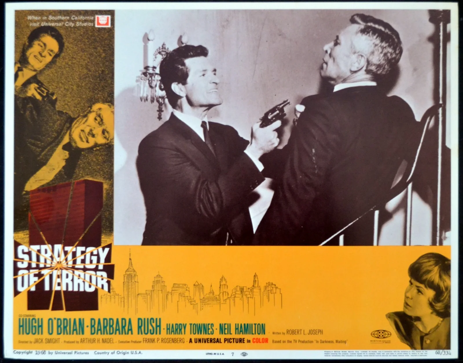 STRATEGY OF TERROR 1968 Hugh O'Brian, Mort Mills 3 LOBBY CARDS, image 2