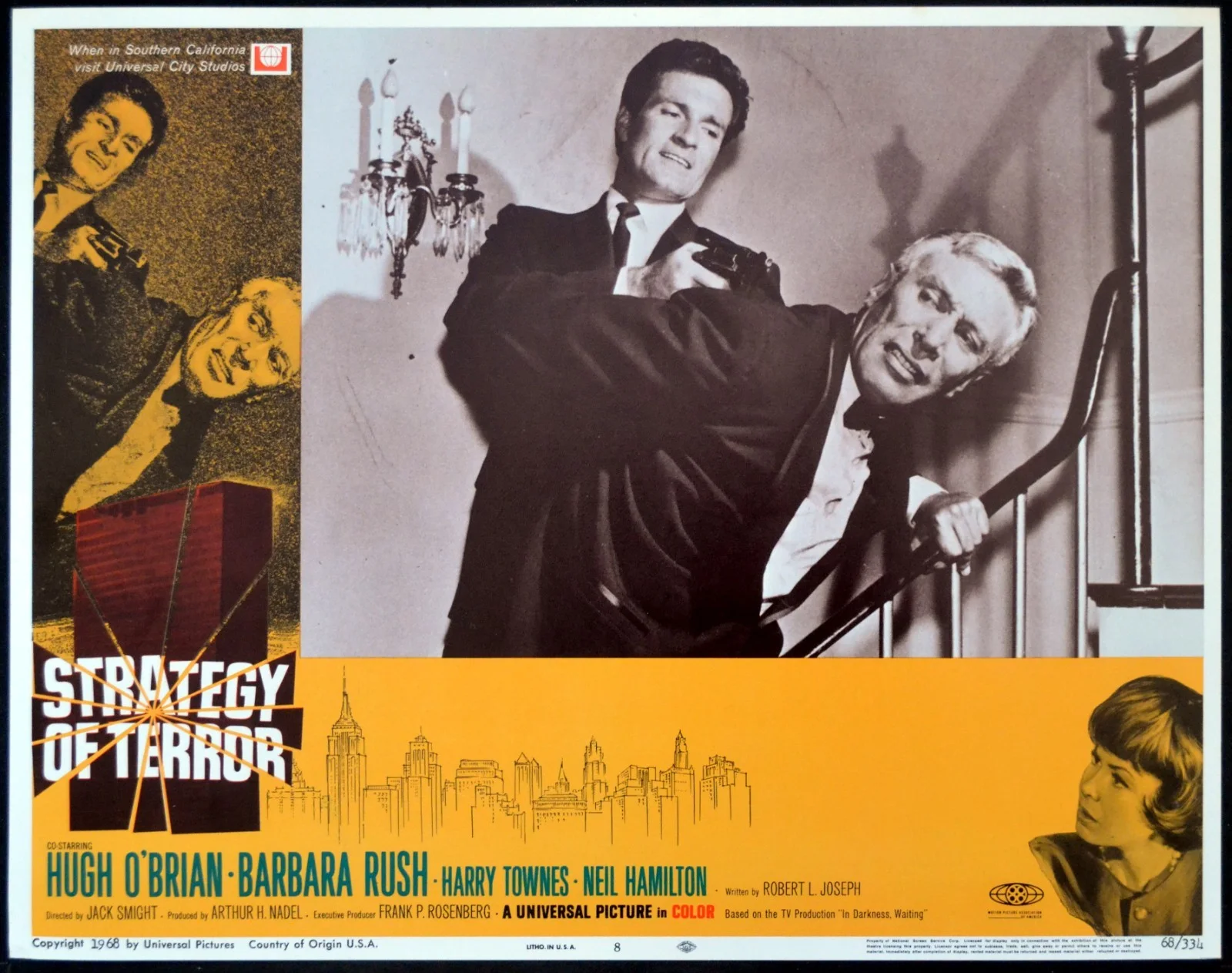 STRATEGY OF TERROR 1968 Hugh O'Brian, Mort Mills 3 LOBBY CARDS, image 3
