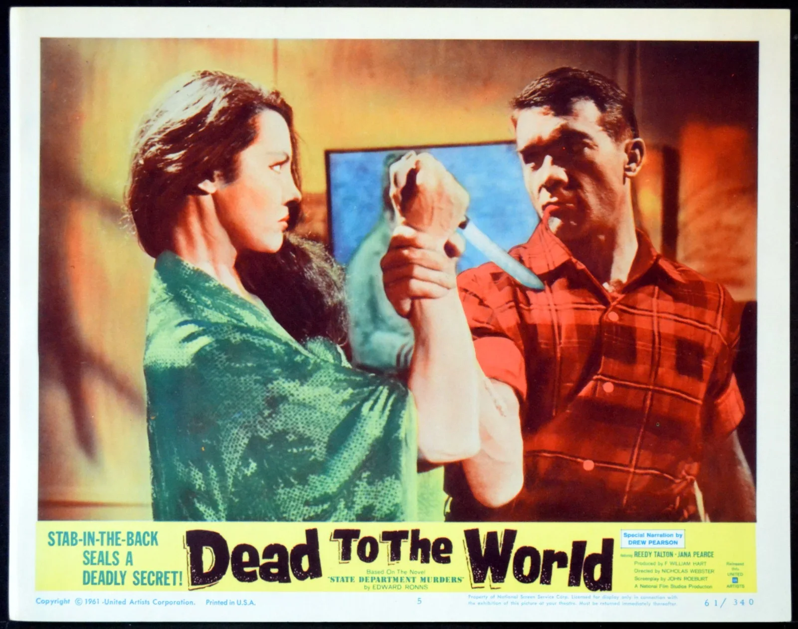 DEAD TO THE WORLD 1961 Reedy Talton, Jana Pearce, Ford Rainey 7 LOBBY CARDS, изображение 4
