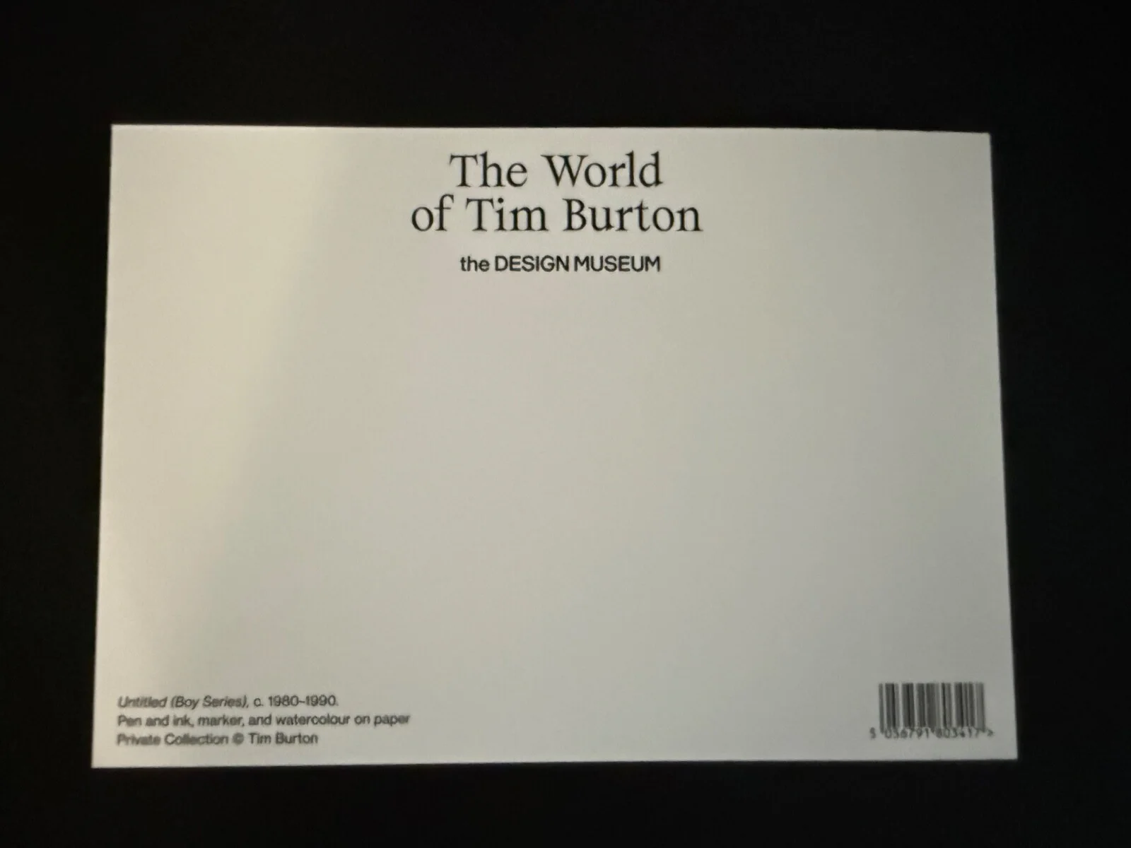 The World of Tim Burton the Design Museum Postcard (Boy Series) from c.1980-1990, изображение 2