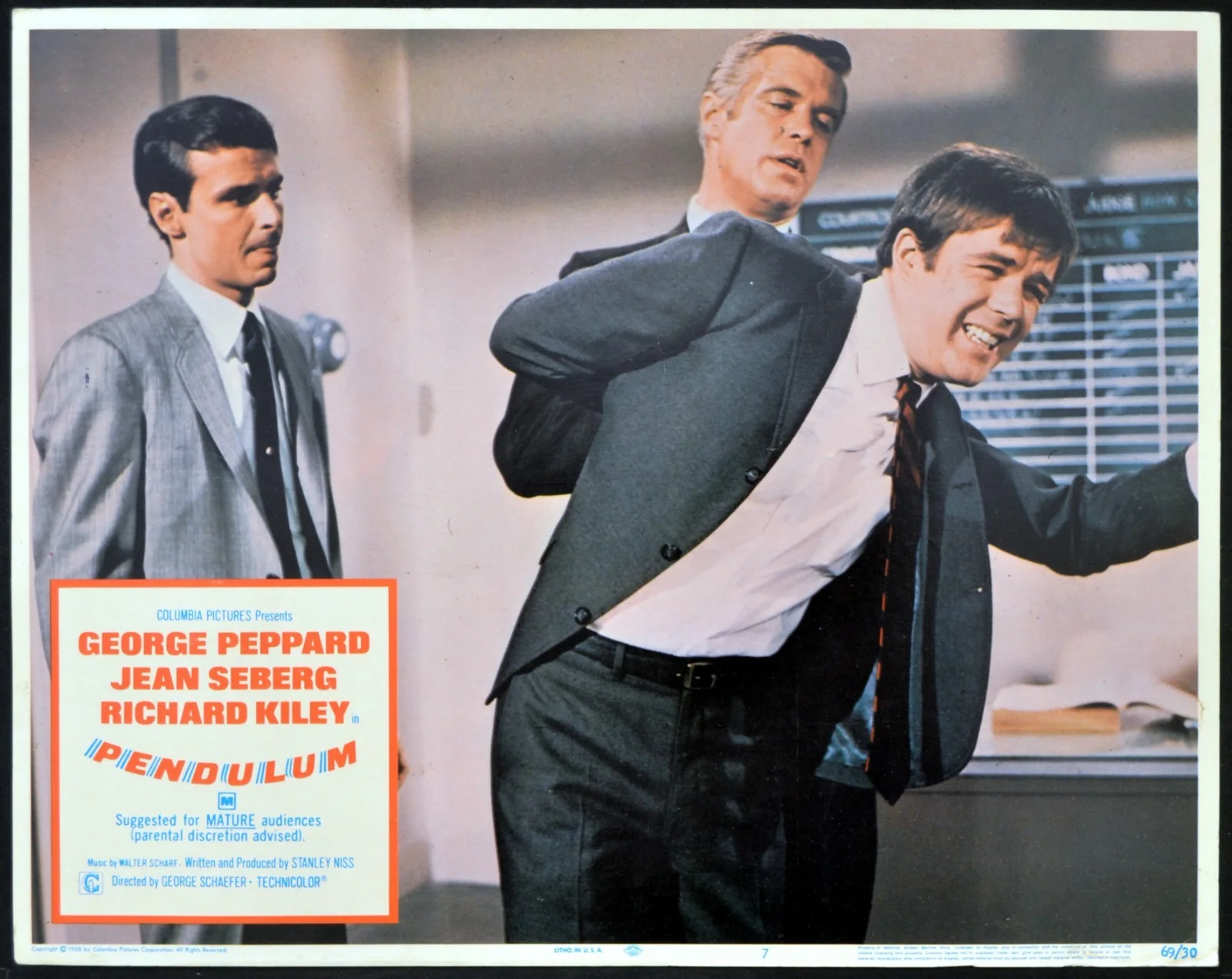 PENDULUM 1969 George Peppard, Jean Seberg 4 LOBBY CARDS, image 3