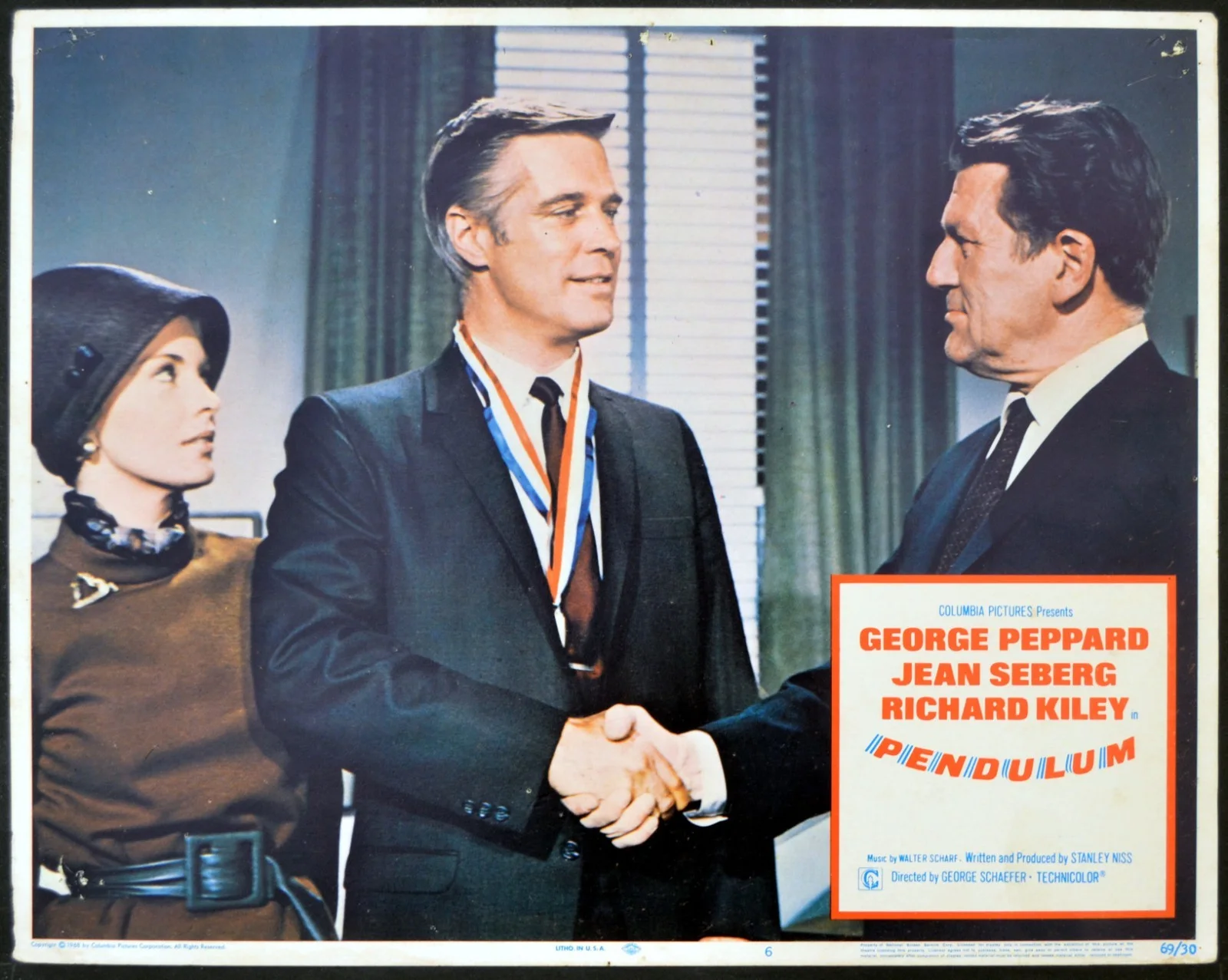 PENDULUM 1969 George Peppard, Jean Seberg 4 LOBBY CARDS, image 4