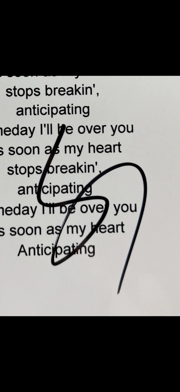 STEVE LUKATHER TOTO GUITARIST SIGNED AUTOGRAPHED “I’LL BE OVER YOU” LYRIC SHEET, изображение 2