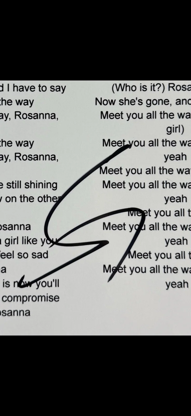 STEVE LUKATHER TOTO GUITARIST SIGNED AUTOGRAPHED “ROSANNA” LYRIC SHEET *PROOF, изображение 2
