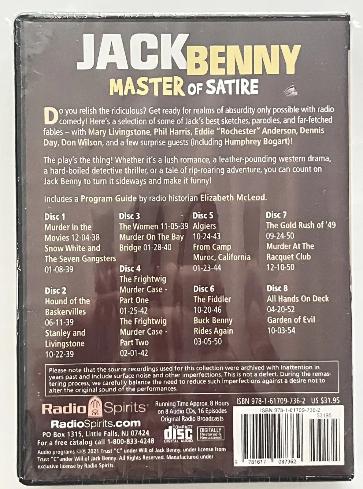 NEW SEALED JACK BENNY MASTER OF SATIRE CLASSIC RADIO COMEDY SET OF 8 CD'S, изображение 2