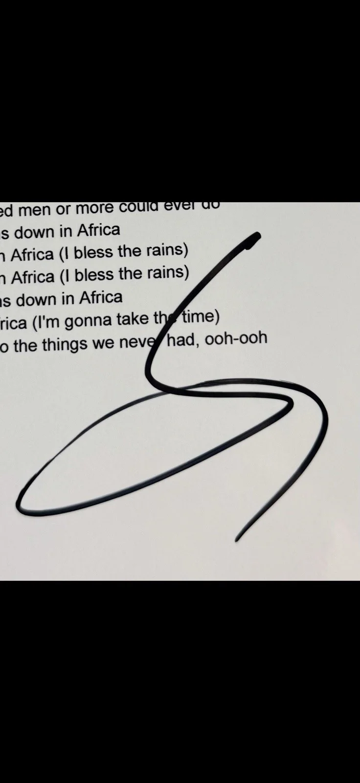 STEVE LUKATHER TOTO GUITARIST SIGNED AUTOGRAPHED “AFRICA” LYRIC SHEET *PROOF, изображение 2