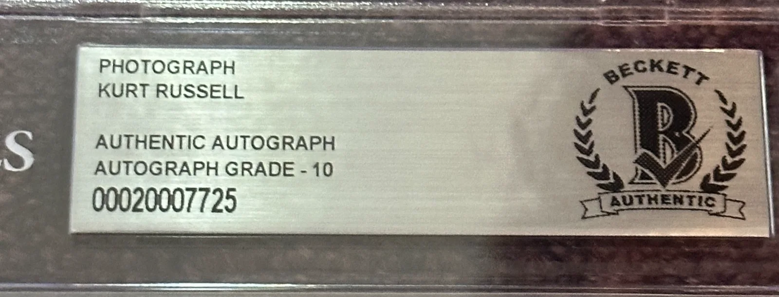 KURT RUSSELL — KURT RUSSELL Signed 8 X 10 PHOTO Beckett (BAS) Encapsulated AUTO 10, изображение 3
