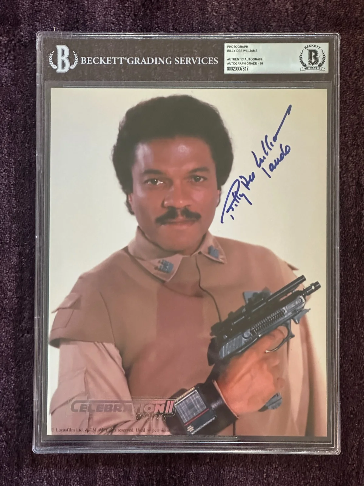 BILLY DEE WILLIAMS — BILLY DEE WILLIAMS Signed 8 X 10 PHOTO Beckett Encapsulated AUTO 10 Lando Inscr