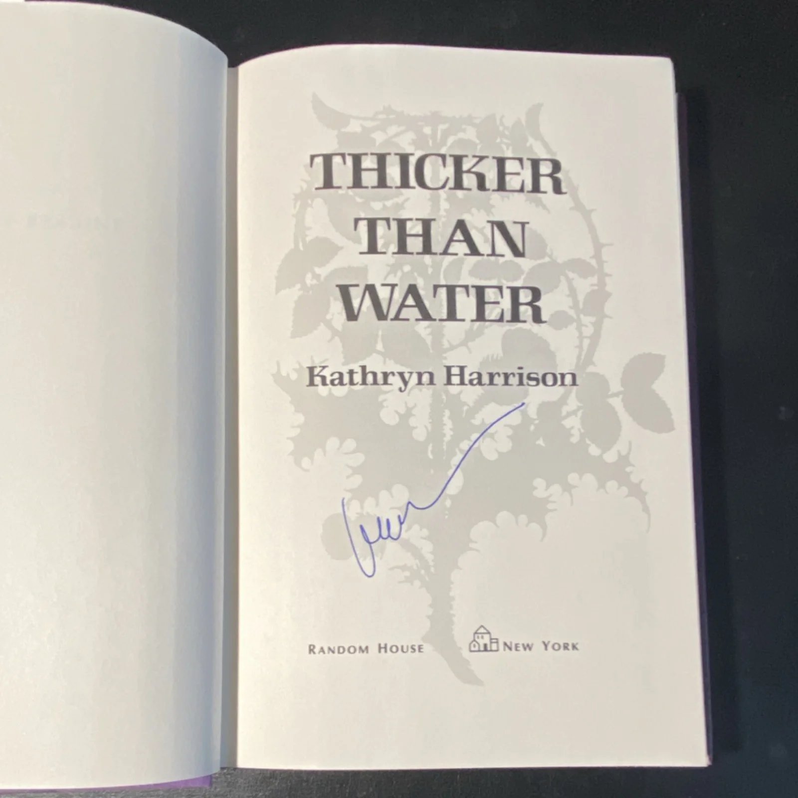 Kathryn Harrison — Thicker Than Water Kathryn Harrison Signed First Edition Hardcover Random House, image 3