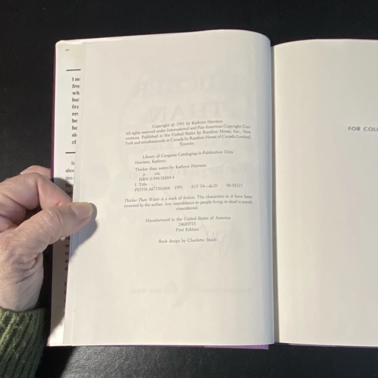 Kathryn Harrison — Thicker Than Water Kathryn Harrison Signed First Edition Hardcover Random House, image 4