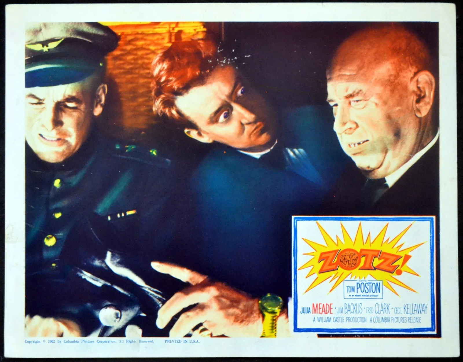 ZOTZ! 1962 Tom Poston, Julia Meade, William Castle 7 LOBBY CARDS, image 2