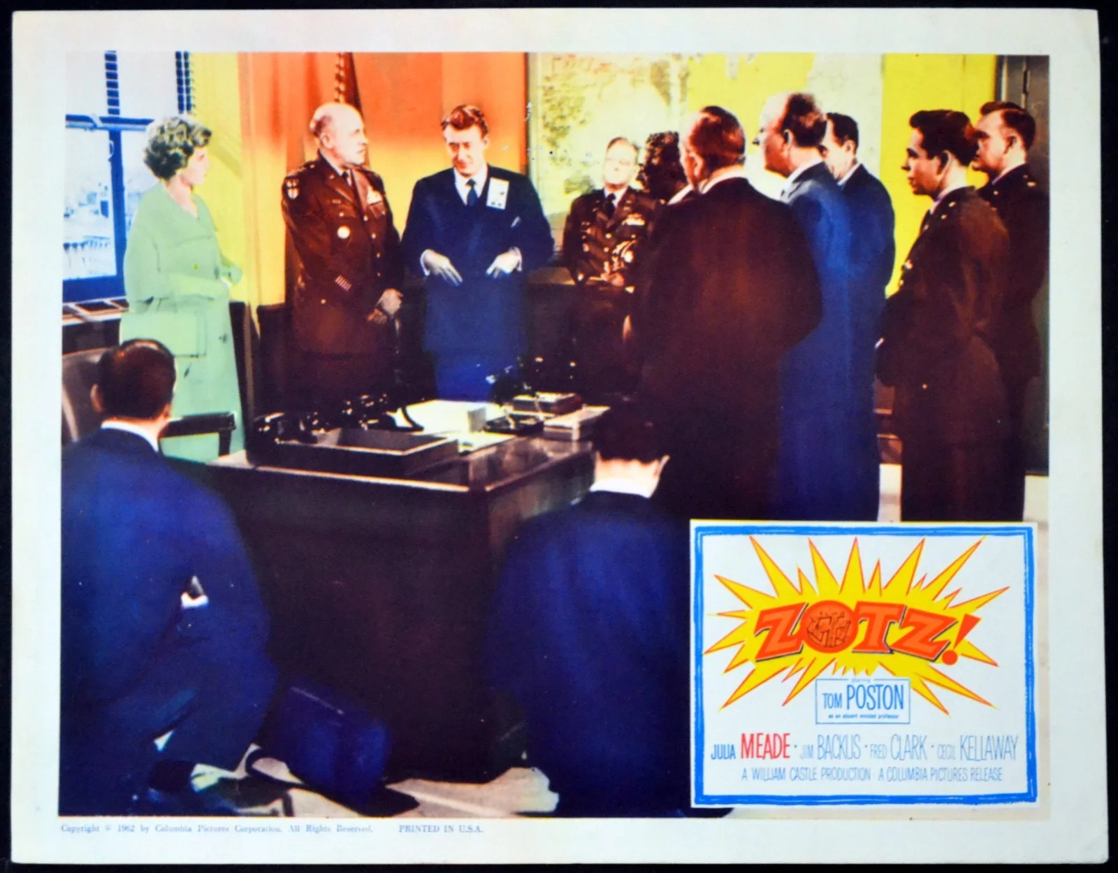 ZOTZ! 1962 Tom Poston, Julia Meade, William Castle 7 LOBBY CARDS, image 3