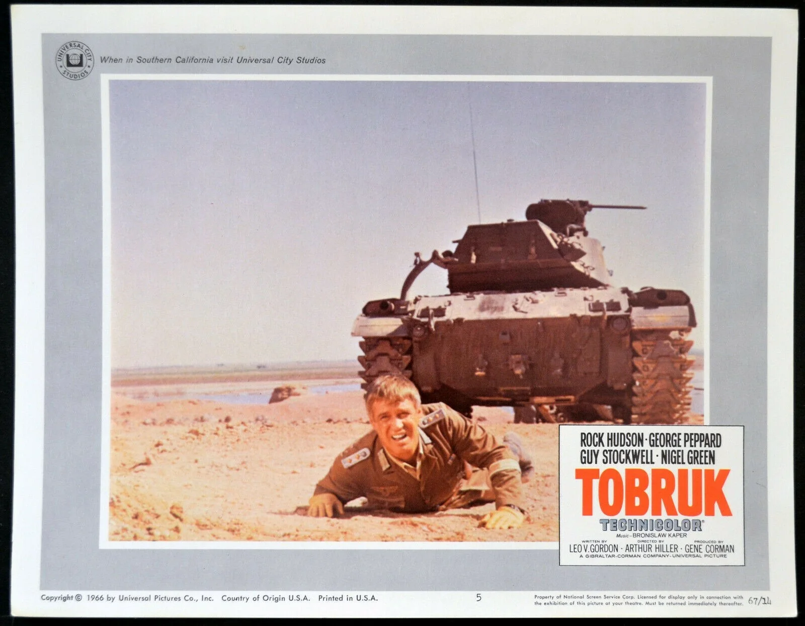 TOBRUK 1967 Rock Hudson, George Peppard, Guy Stockwell Nigel Green 2 LOBBY CARDS, изображение 2