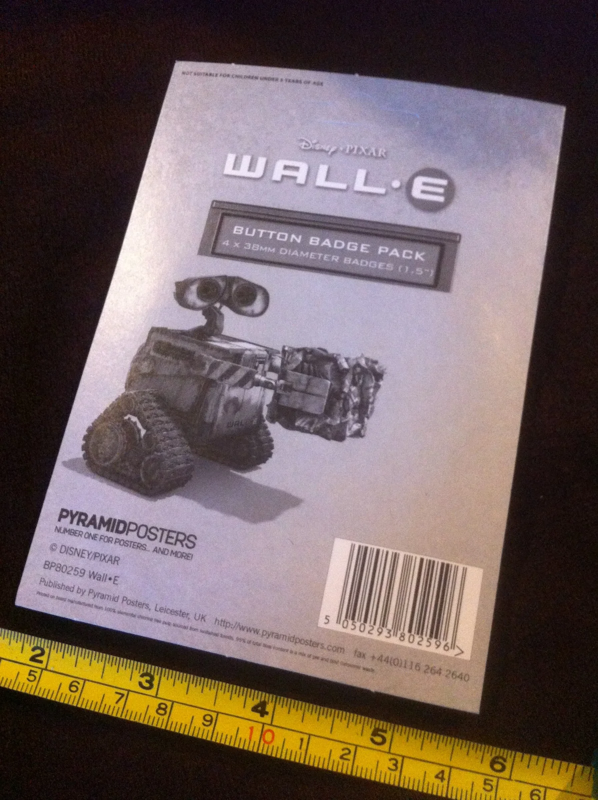 Badge Wall-e Wall-E Wall E Walle Disney Pixar Official Button BadgeS Pack x4, image 3