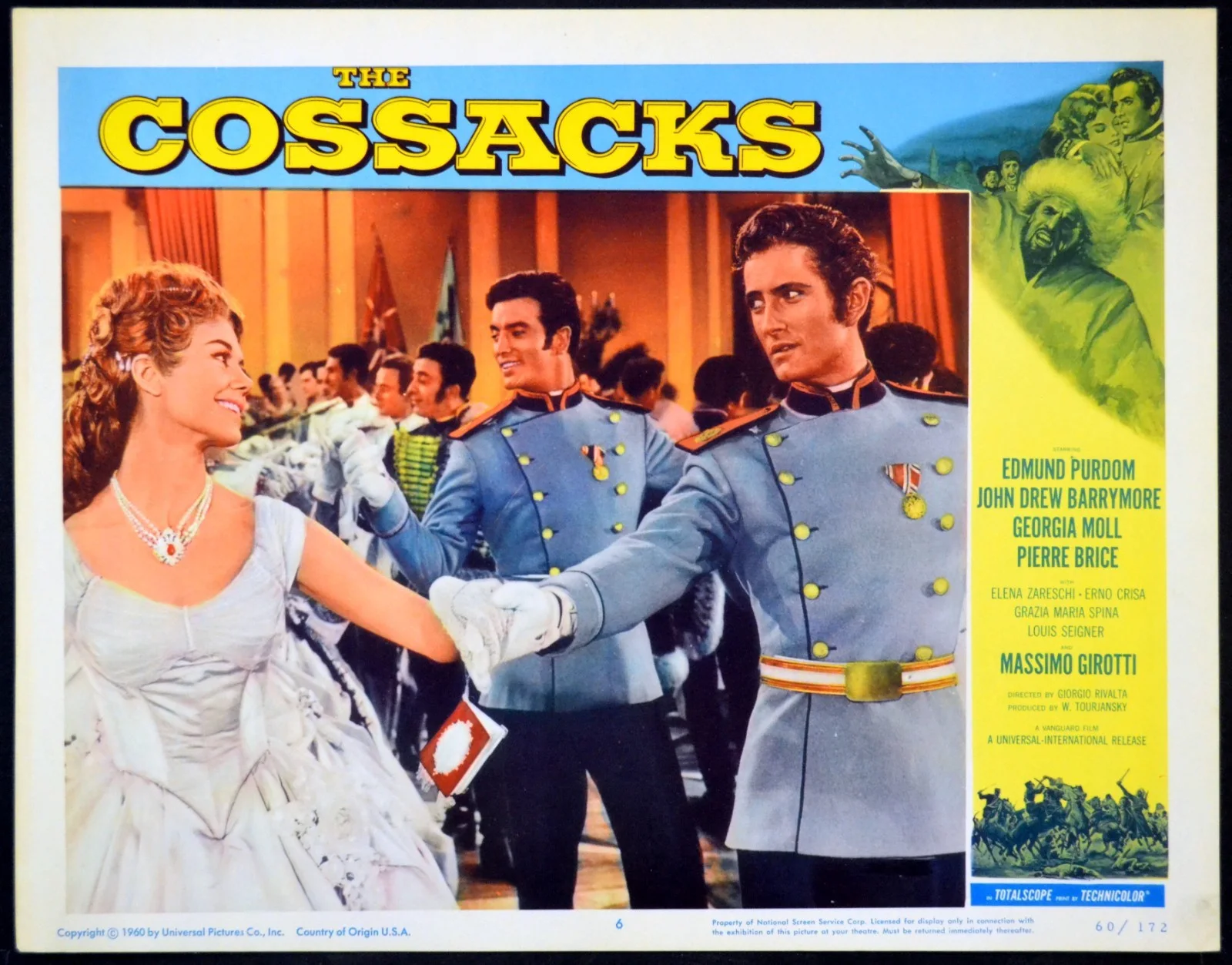 COSSACKS 1960 Edmund Purdom, John Drew Barrymore 3 LOBBY CARDS, image 3