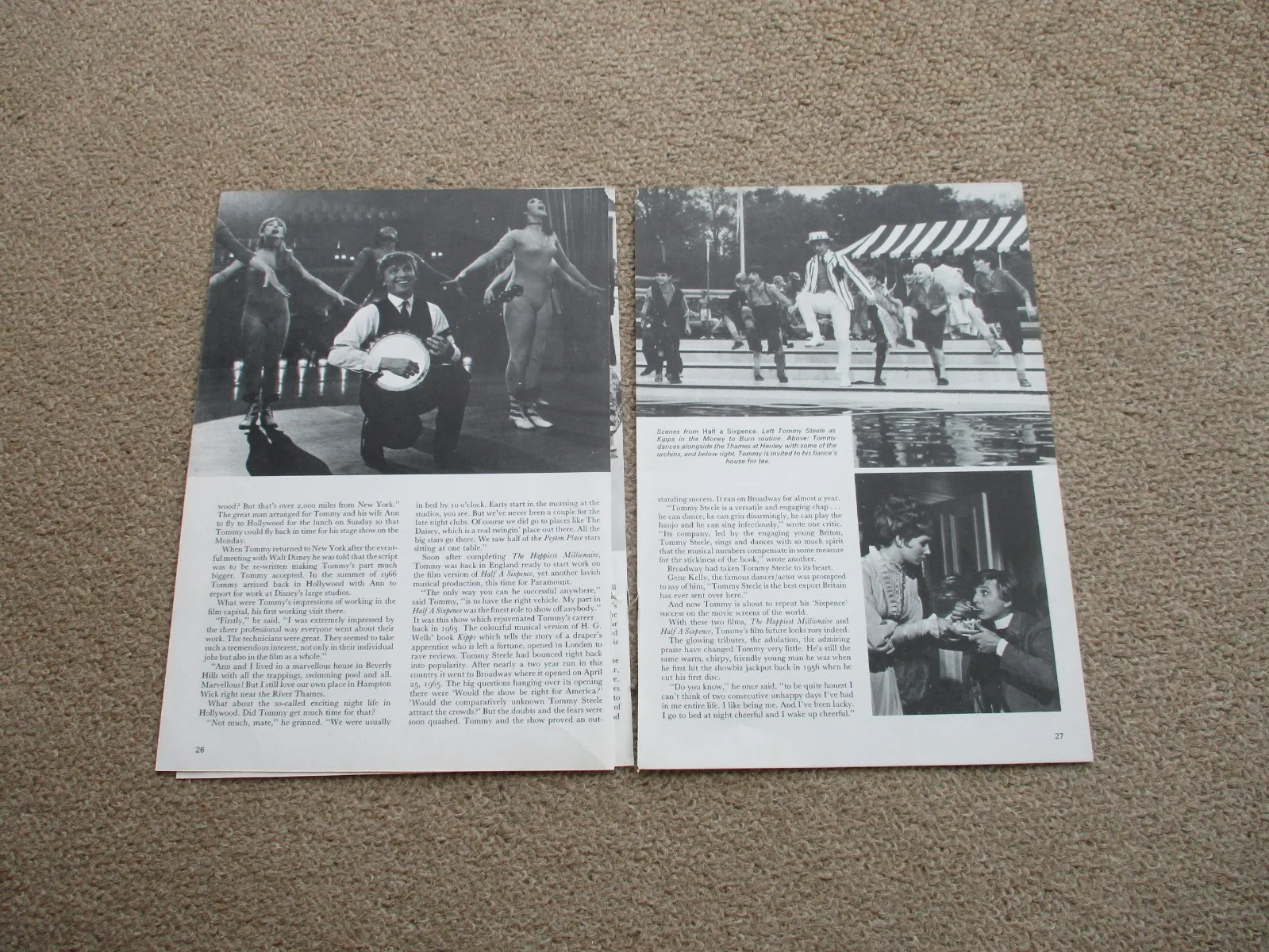 Tommy Steele - 4 page article with pictures from a book - 1968., изображение 2