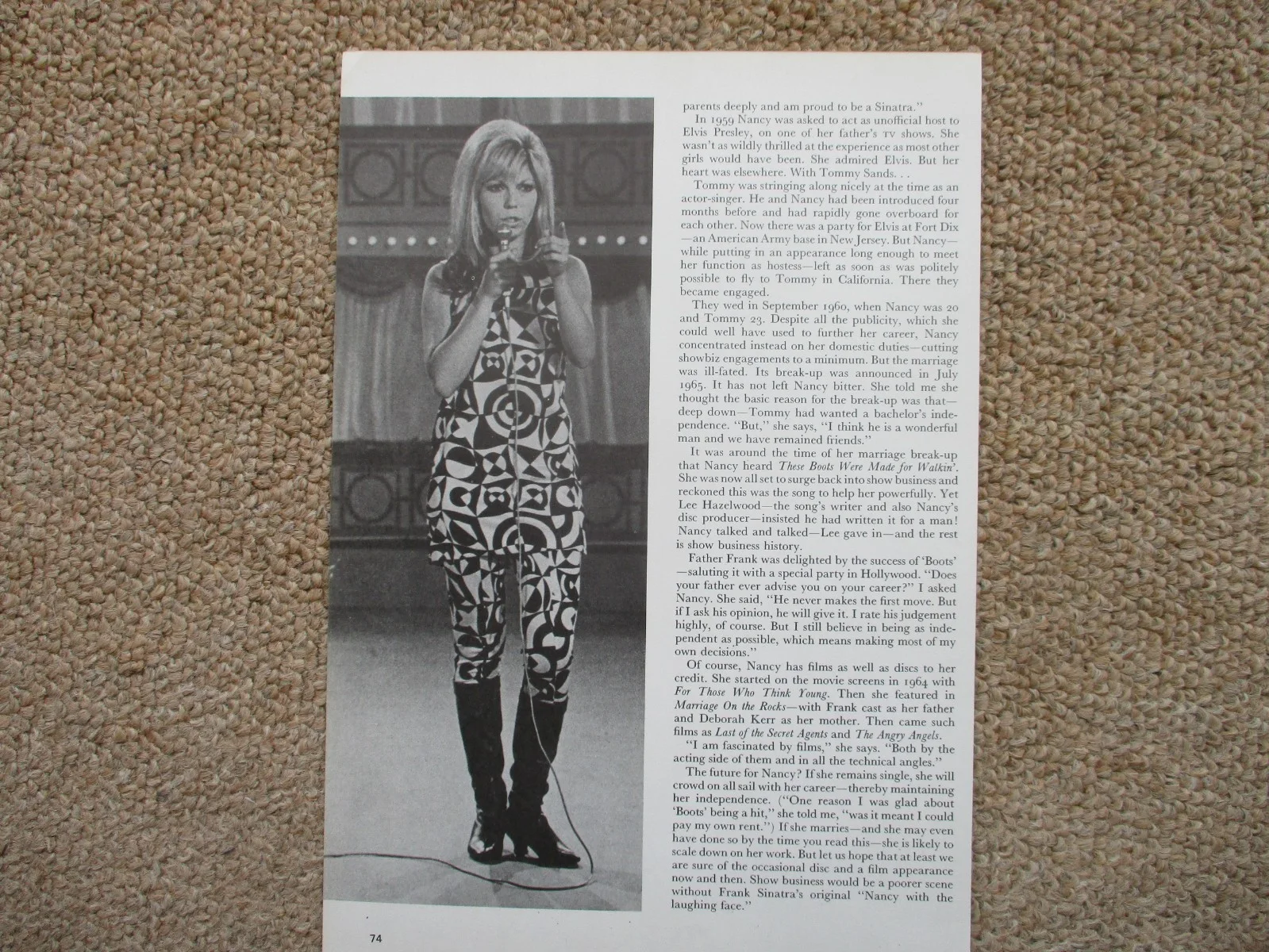 Nancy Sinatra. 3 page article with pictures from a book - 1968., image 2