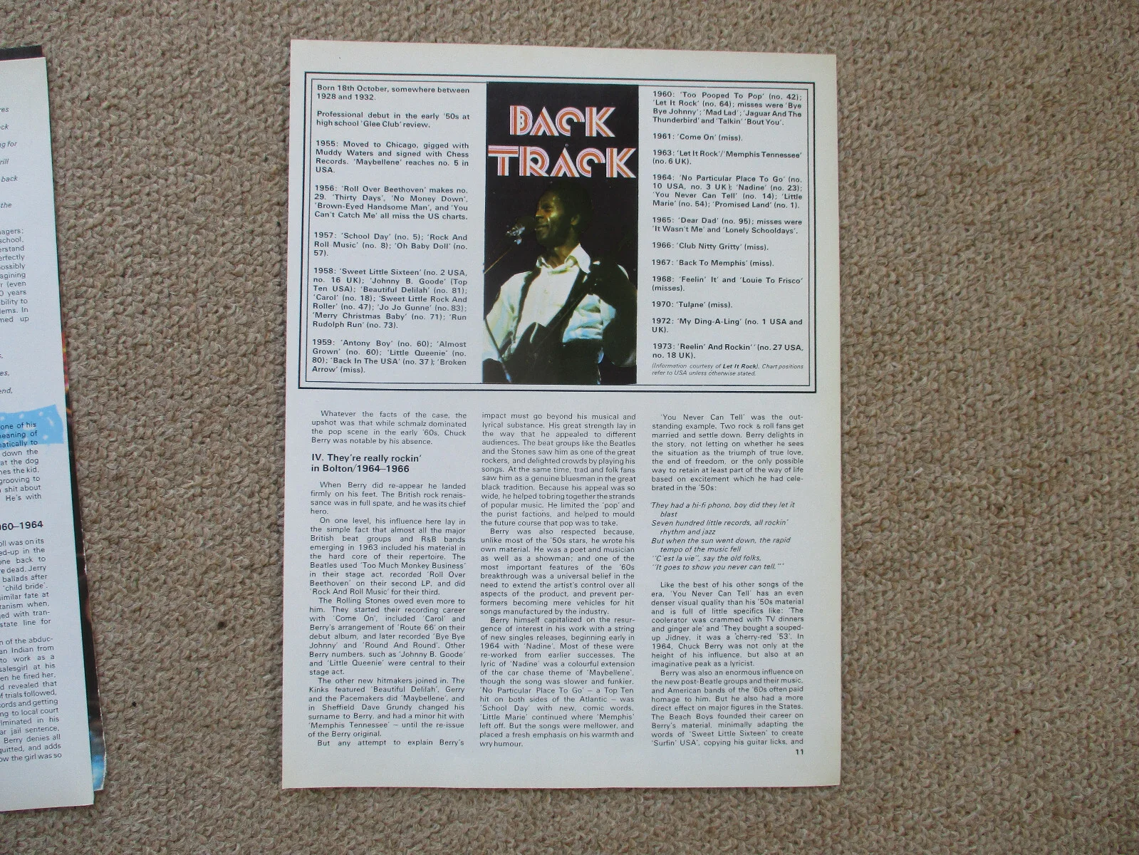 Chuck Berry - 5 page magazine article with colour and B/W pics, image 3