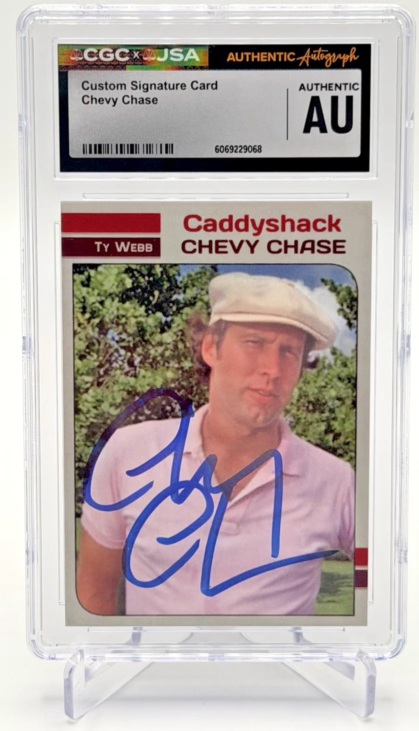 Chevy Chase — Chevy Chase Signed Caddyshack Ty Webb Custom Card CGCxJSA Authentic Auto, image 2