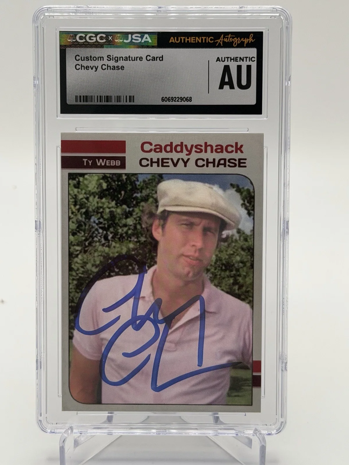 Chevy Chase — Chevy Chase Signed Caddyshack Ty Webb Custom Card CGCxJSA Authentic Auto, image 3