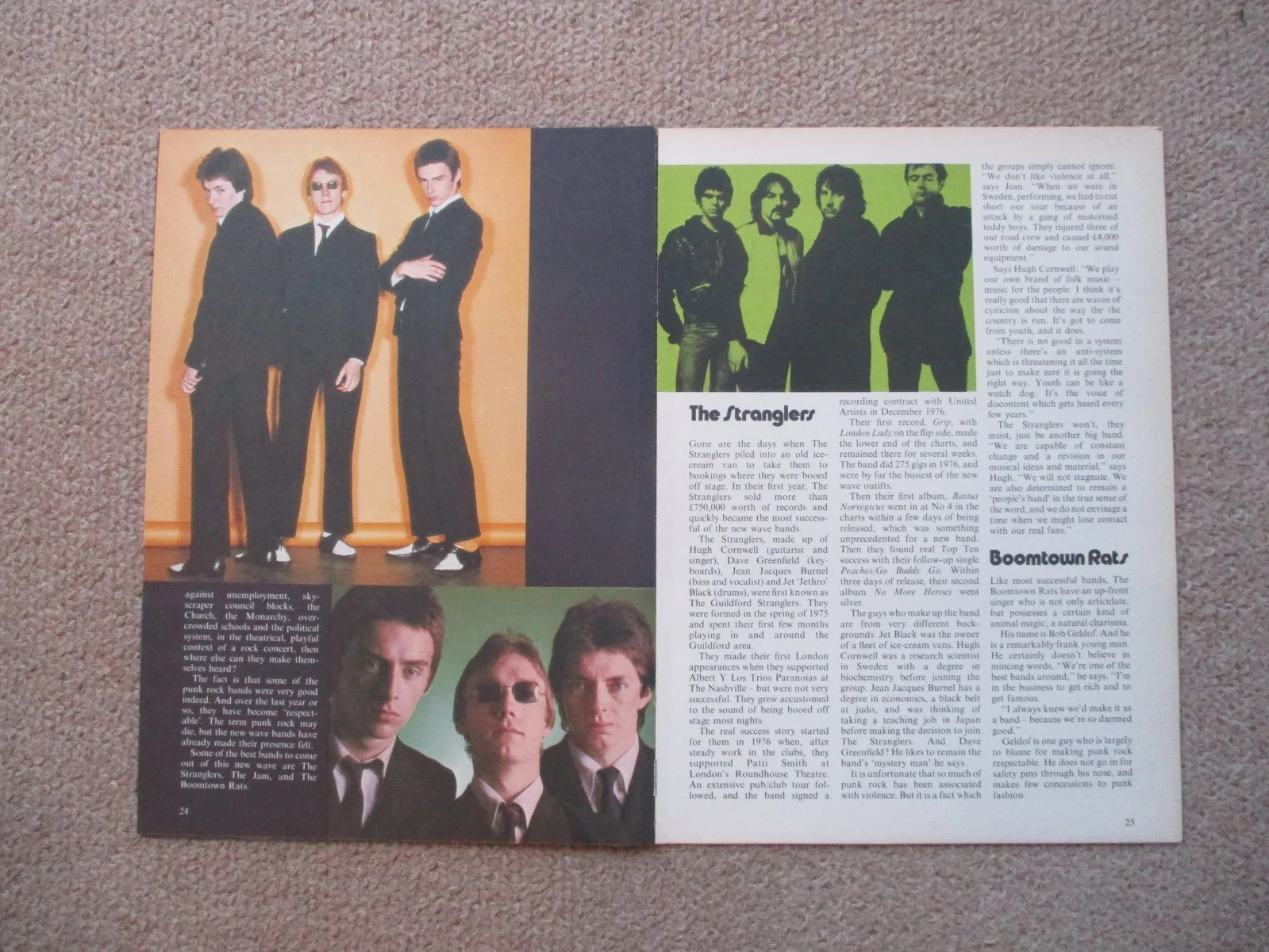 Punk - Boomtown Rats, The Jam, The Stranglers. 6 page article from a 1979 book., image 2