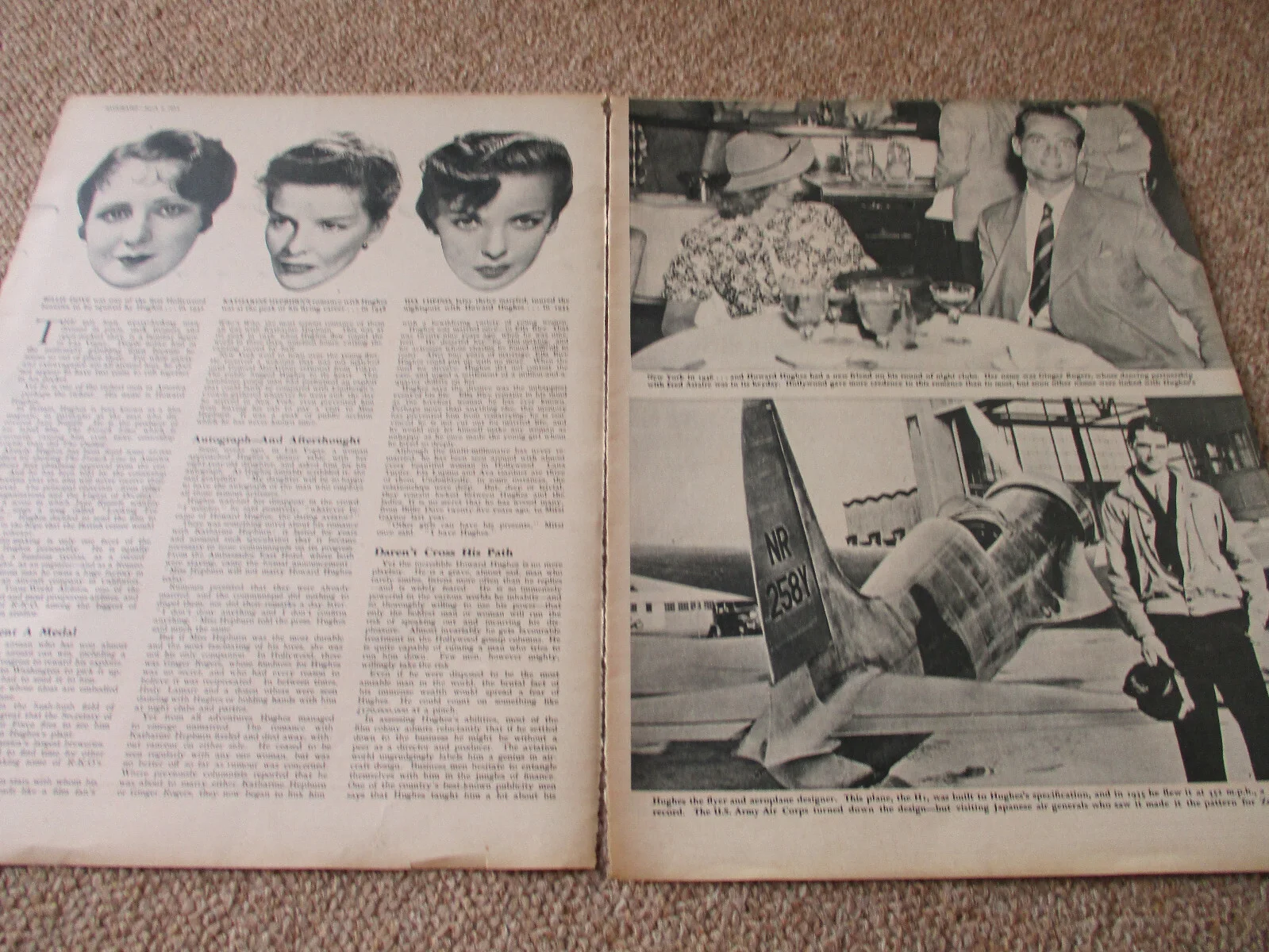 Howard Hughes and his film star girlfriends - 5 page UK magazine article - 1954, изображение 2