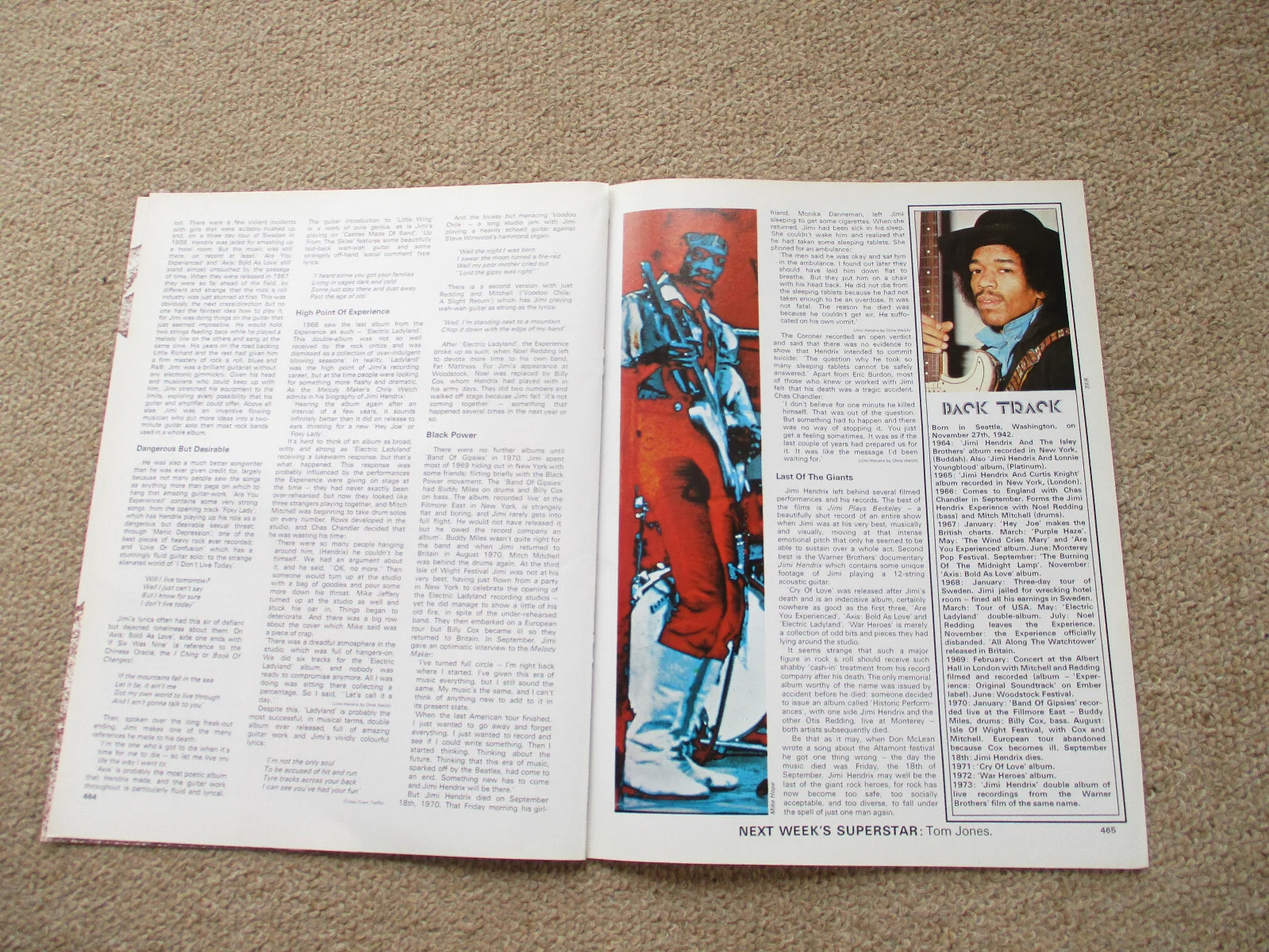 Jimi Hendrix - 6 page magazine article with colour and B/W pics, image 3