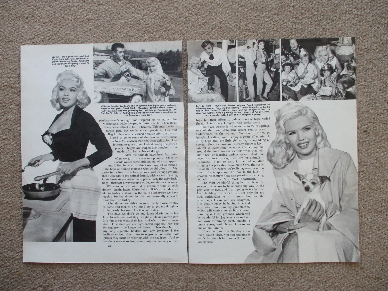 Jayne Mansfield 3 page article with pictures + beautiful 10 x 8" portrait., image 2
