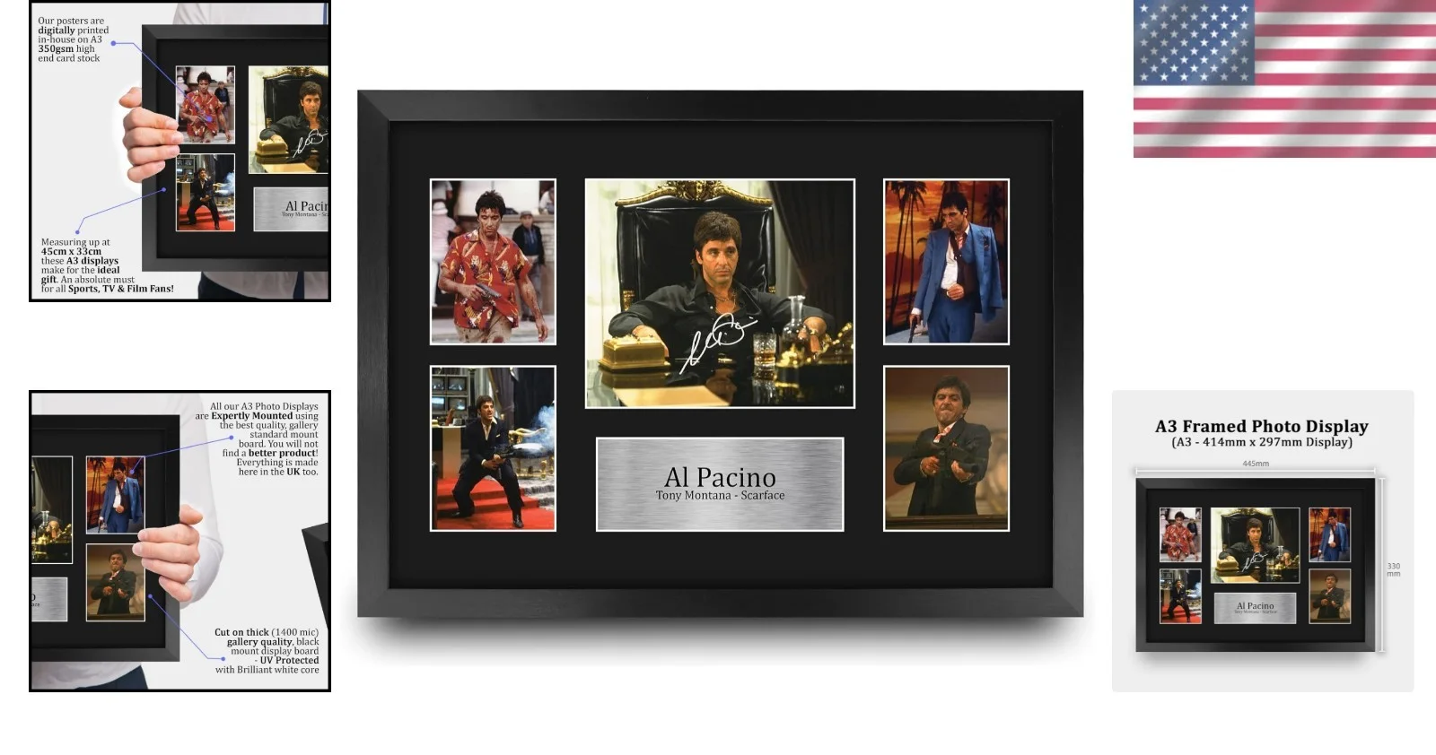 Al Pacino — Al Pacino Scarface Signed Autograph 16x12 Framed Picture - Perfect Gift, изображение 2
