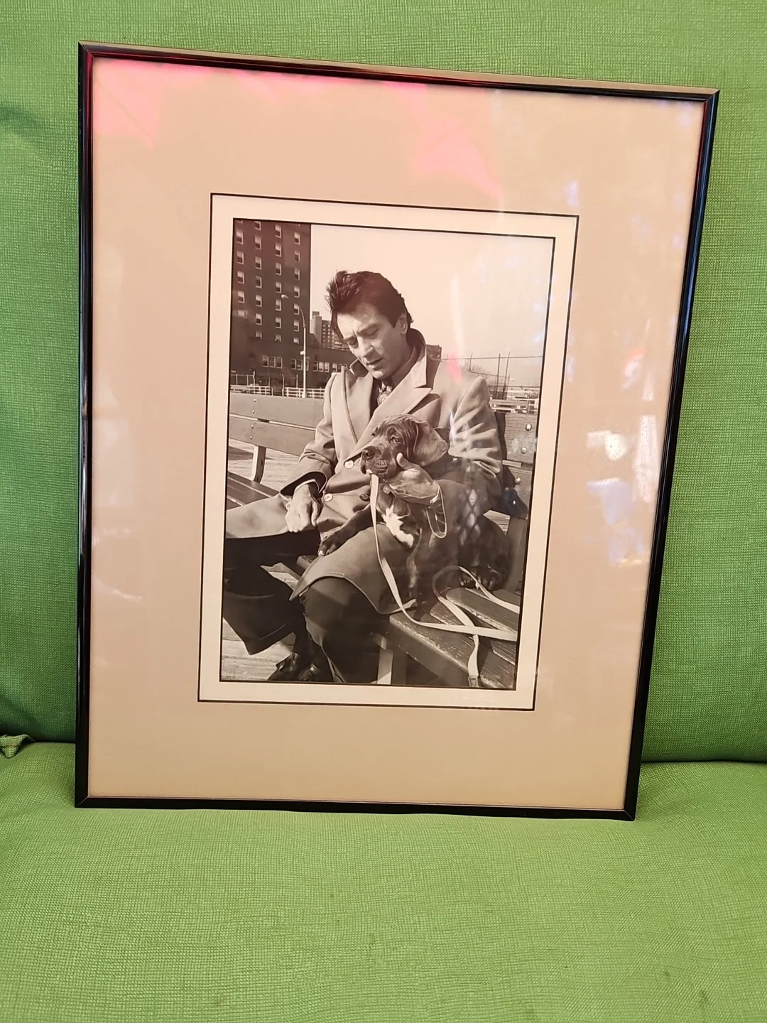 Robert De Niro Vintage Black & White Candid Photograph w/Dog Park Bench 12x15, изображение 4