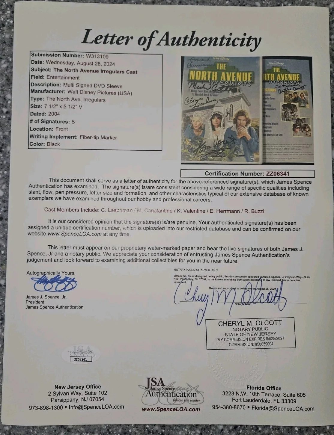 Cast — EDWARD HERRMANN CLORIS LEACHMAN CAST SIGNED NORTH AVENUE IRREGULARS DISNEY JSA, image 3